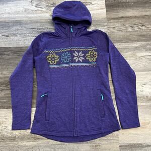 Helly Hansen Purple‎ Womens XS Nordic Snowflake Full Zip Fleece Lined Hoodie